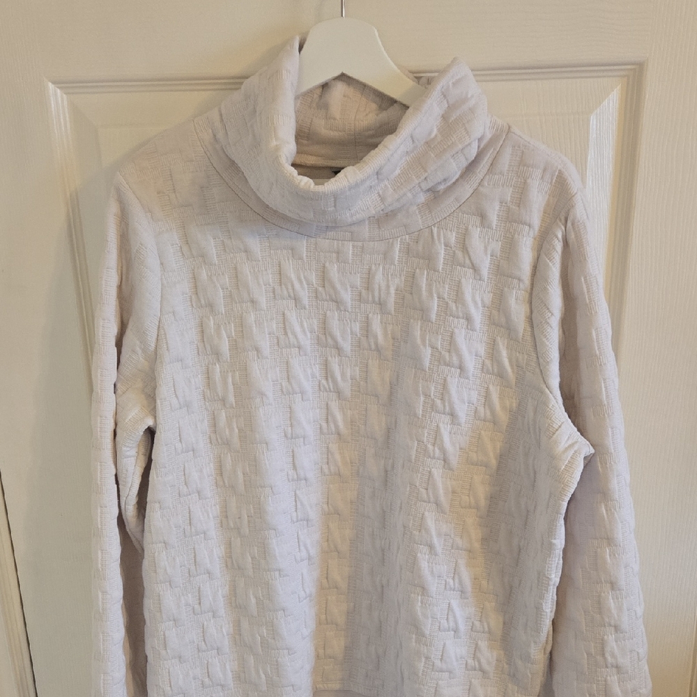 RW&CO. Textured Cream Cowl Neck Sweater